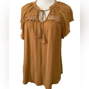 Mason & Belle Medium Top Crochet Yoke Tassel Tie Lightweight